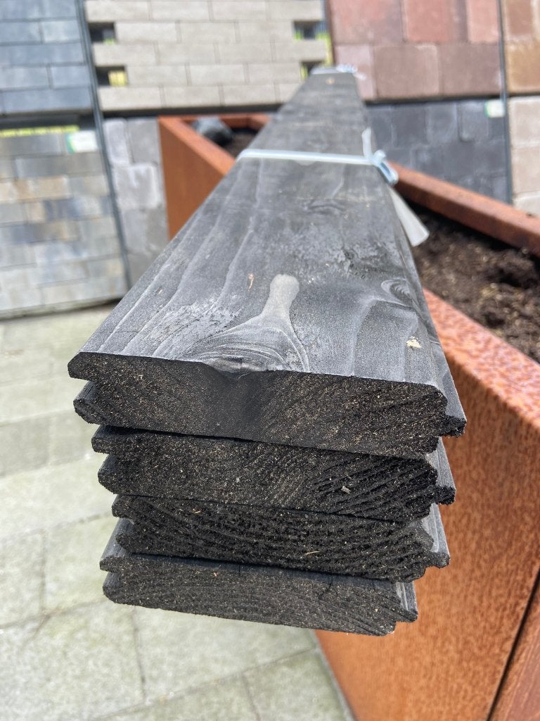Blokhutprofiel NE vuren Zwart 2,8x12,1x180 cm - J&W 183, Ophalen, Nieuw, Minder dan 180 cm, Planken