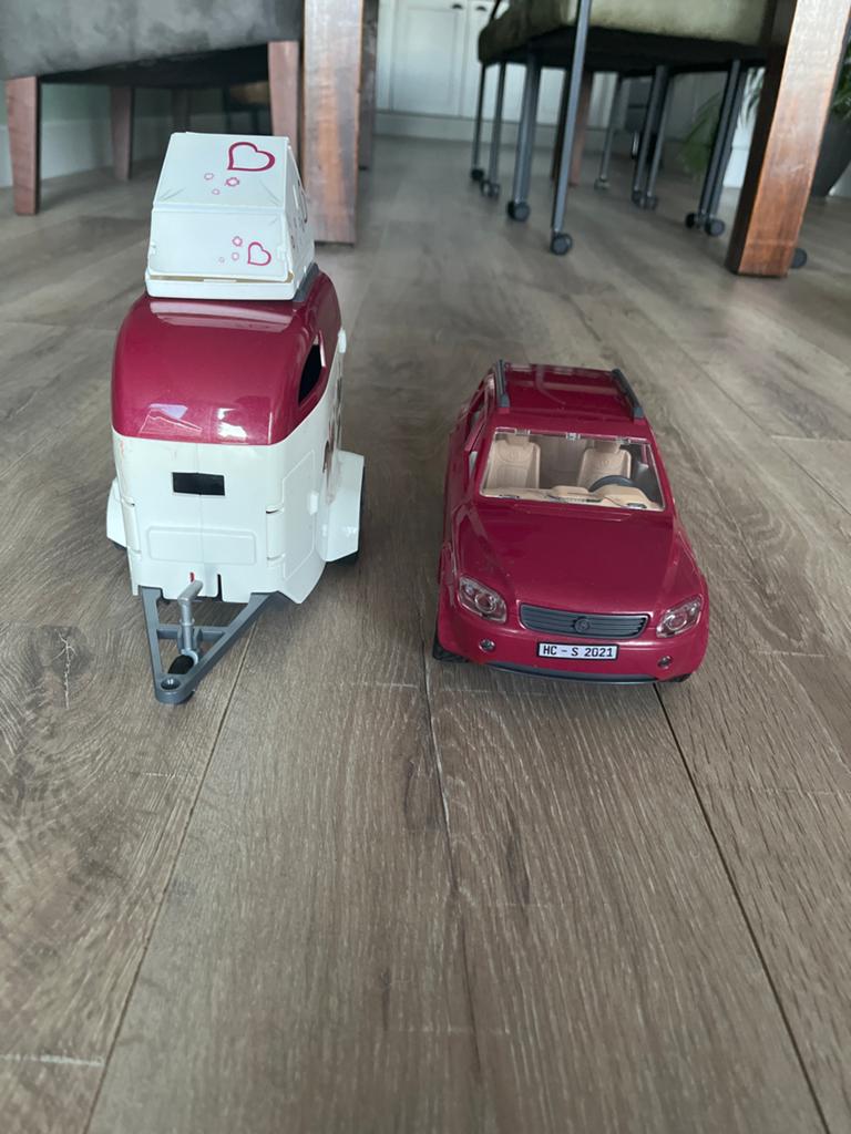 Schleich auto, trailer en tentje, Ophalen, Gebruikt