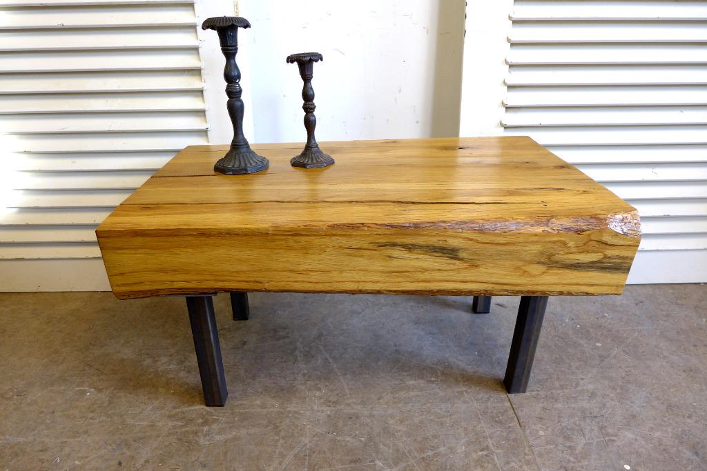Prachtige brutalist eiken boomstam salontafel, Ophalen, 50 tot 100 cm, Brutalistisch ruig, Onbekend