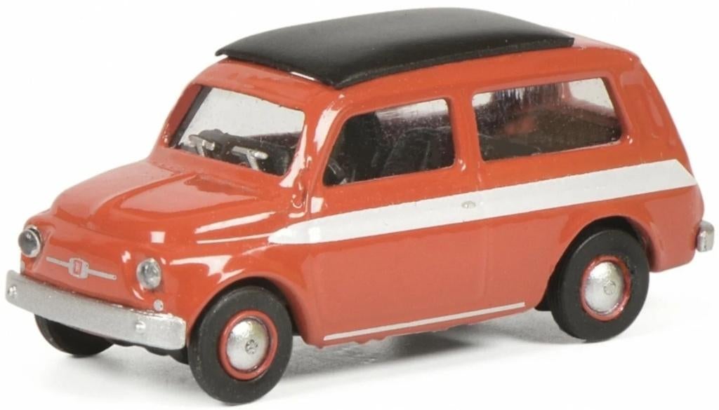 Fiat 500 GIARDINIERA rood met witte bies, Hobby en Vrije tijd, Ophalen of Verzenden, Nieuw, Auto, Schuco