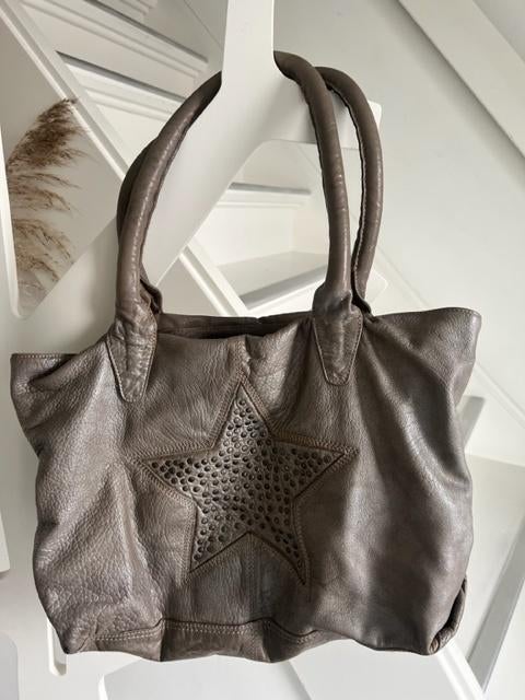 leren Anokhi handtas /shopper met ster, Ophalen of Verzenden, Bruin, Shopper