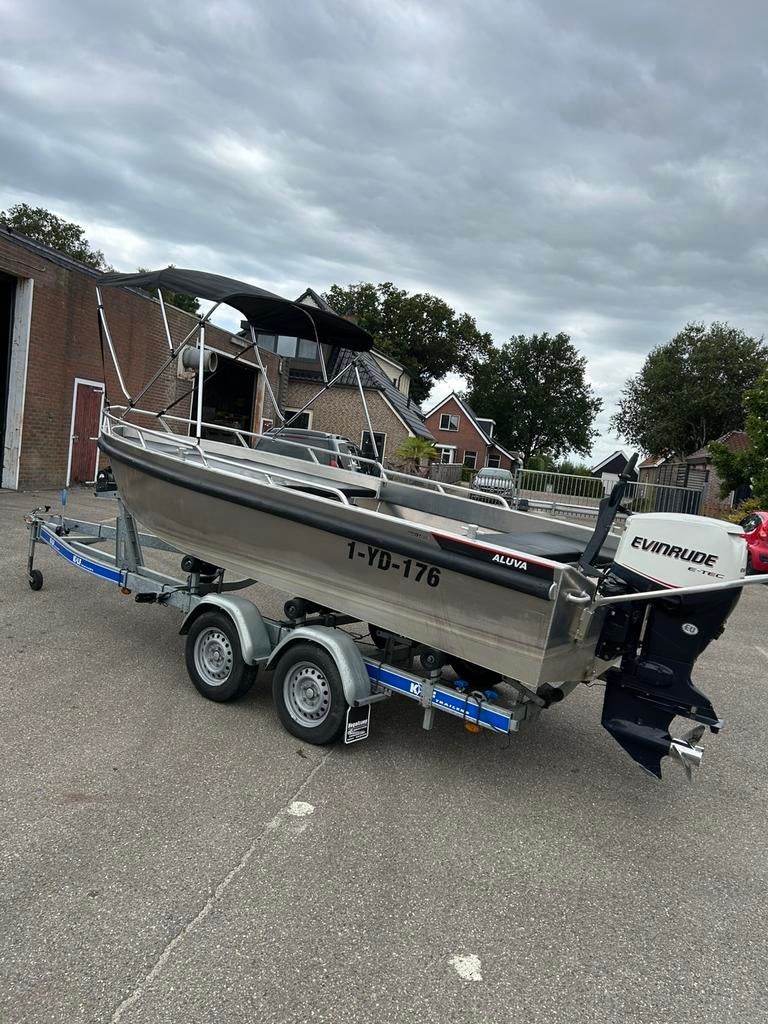 Aluva V500 met Evinrude 75 pk (vaarklaar), Ophalen, Zo goed als nieuw, 70 tot 120 pk, Aluminium