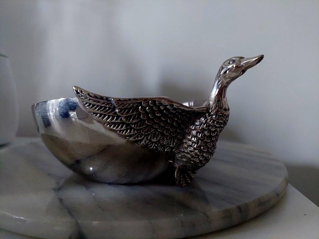 Vintage verzilverde Zwanen snackbowl, Ophalen of Verzenden, Zilver