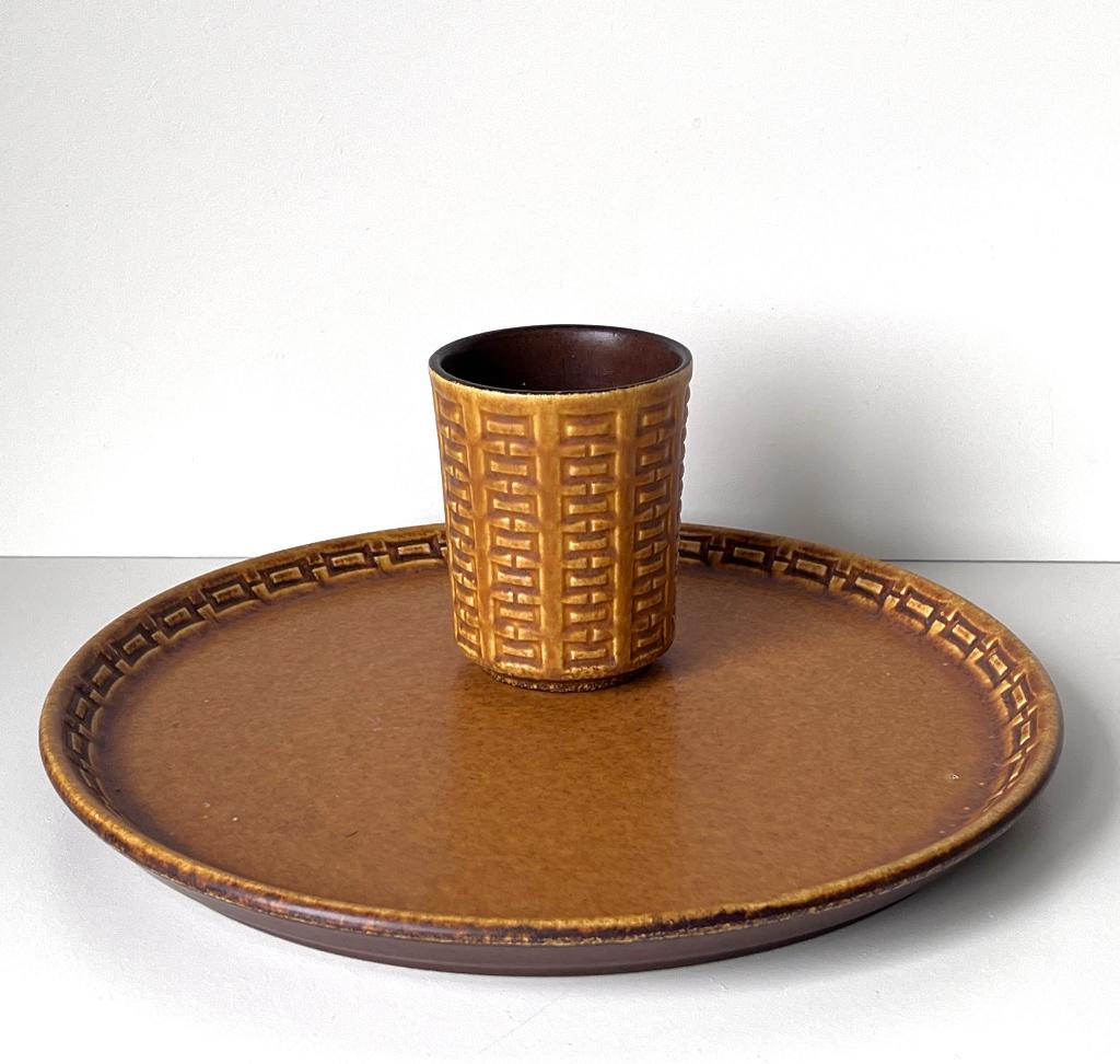 Groot bord en mok van Ceramano Epsilon - W. Germany vintage, Ophalen of Verzenden, Zo goed als nieuw, Overige stijlen, Kop(pen) en/of Schotel(s)