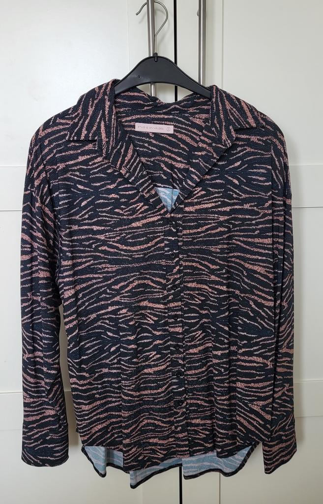 Studio Anneloes blouse zebra black/ copper maat M zgan., Kleding | Dames, Blouses en Tunieken, Maat 38/40 (M), Zwart, Ophalen of Verzenden