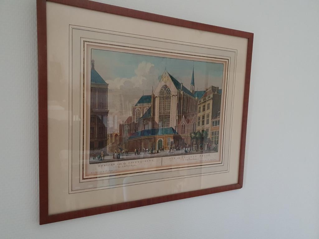 Oude ets van de Nieuwe Kerk, Amsterdam, Antiek en Kunst, Kunst | Etsen en Gravures, Ophalen