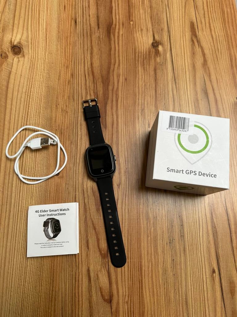 Nieuwe Seniorensmartwatch 4G, GPS, Zwart, Ophalen of Verzenden, Zo goed als nieuw