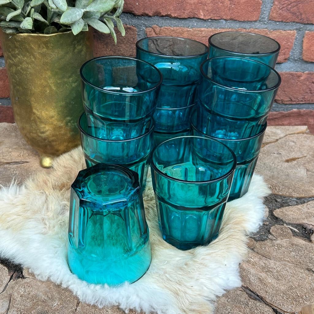 Vintage IKEA POKAL glazen groenblauw , Jaren 80/90, Verzamelen, Glas en Borrelglaasjes, Ophalen of Verzenden, Gebruikt, Waterglas