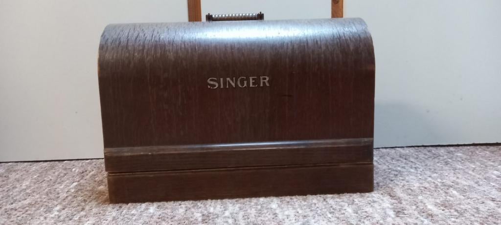 Vintage Singer Naaimachine met Houten Koffer, Ophalen of Verzenden