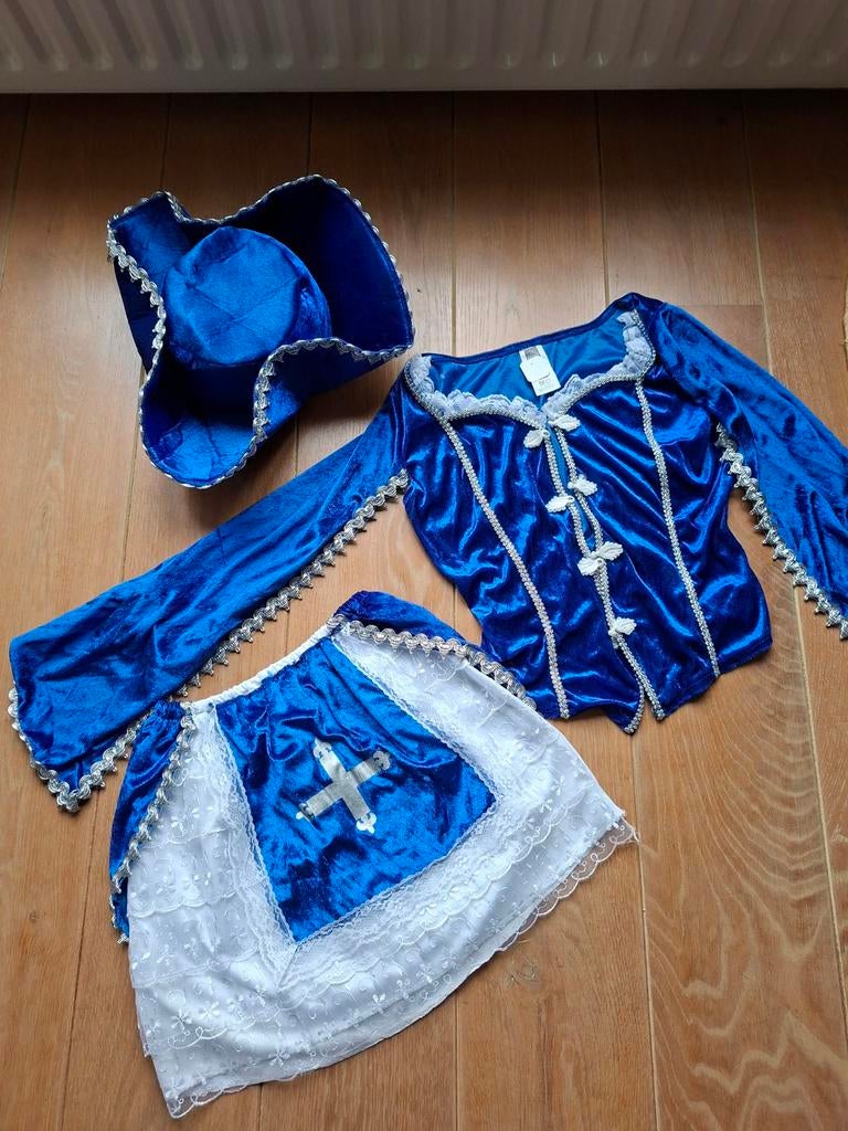 Musketier / Carnavalspakje / Dansmarietje Fluweel, Ophalen of Verzenden, Zo goed als nieuw, Maat 34 (XS) of kleiner, Carnaval