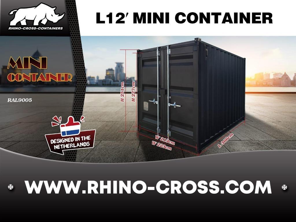 12ft, 9ft, 8ft, 7ft, 6ft, 5ft, 4ft - Zwart Mini container, Ophalen