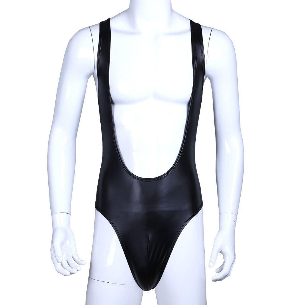 Heren zwarte worstel jumpsuit catsuit leotard sport leren, Verzenden, Nieuw, Overige maten, Overige thema's