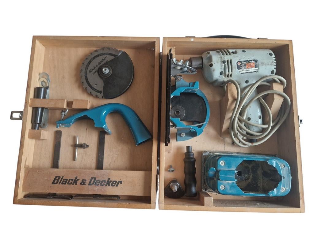 Vintage Black & Decker boormachine set in originele koffer, Doe-het-zelf en Verbouw, Gereedschap | Boormachines, Boormachine, Gebruikt