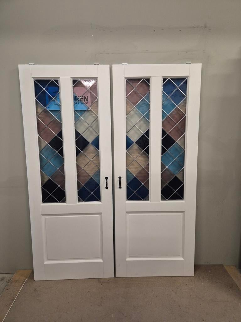 Exclusieve Ensuite deuren glas in lood (156x201,5) Z.G.A.N, Ophalen, Binnendeur, 200 tot 215 cm, Glas