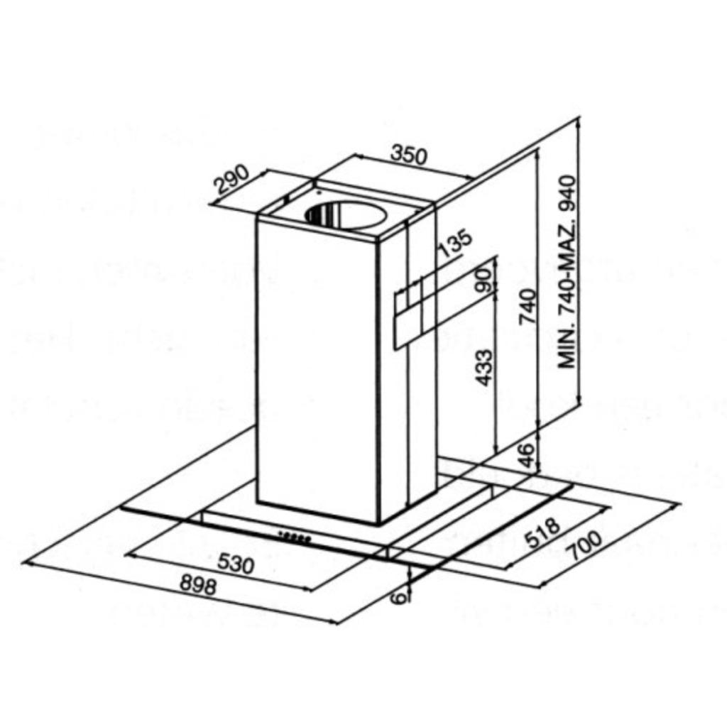 Zanussi wandschouw afzuigkap ZHC951X //NIEUW IN DOOS//, Ophalen, Wandschouwkap, Motor, Nieuw