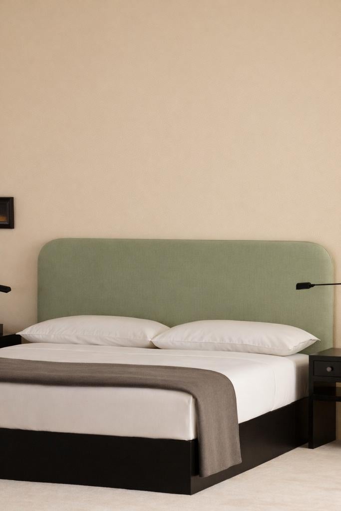 Nordic Knots: slip cover headboard (khaki), Verzenden, Nieuw, Tweepersoons, Stof