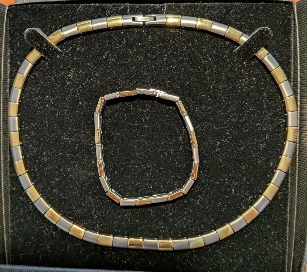 Boccia, ketting en armband, titanium, Sieraden, Tassen en Uiterlijk, Kettingen, Ophalen of Verzenden, Gebruikt, Overige kleuren