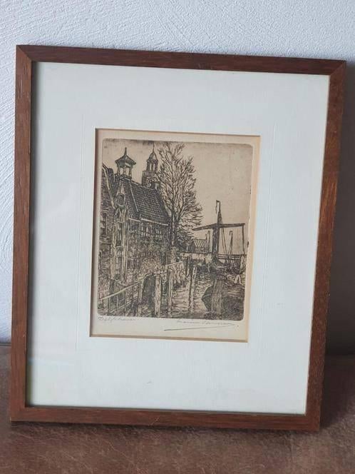ets Delfshaven Rotterdam Marius Janssen (1885-1957) r 1920, Antiek en Kunst, Ophalen