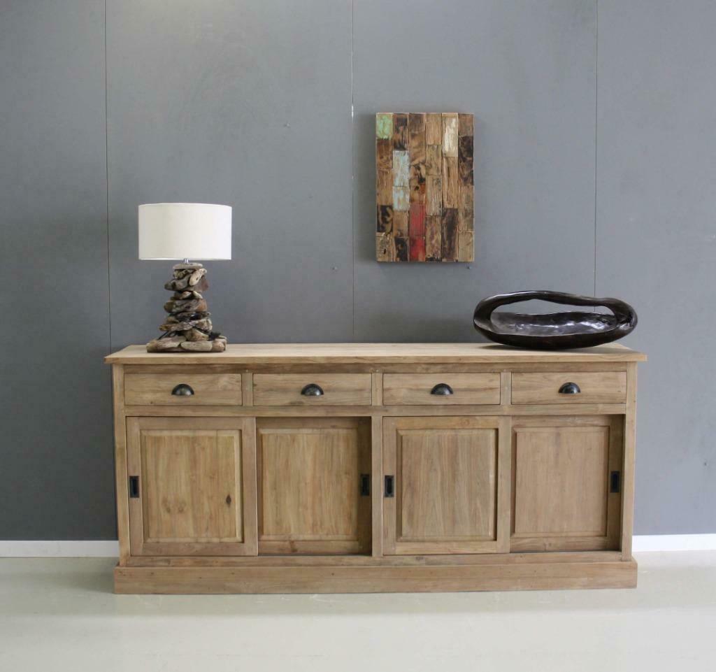 Tijdloos dressoir 200 cm breed Indoteak, Met deur(en), 150 tot 200 cm, Teakhout, Nieuw
