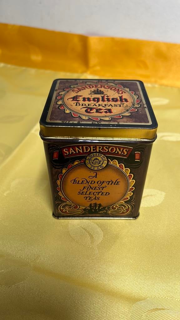 Vintage Sanderson’s English Breakfast Tea blikje, Verzamelen, Blikken, Ophalen of Verzenden, Gebruikt, Overige