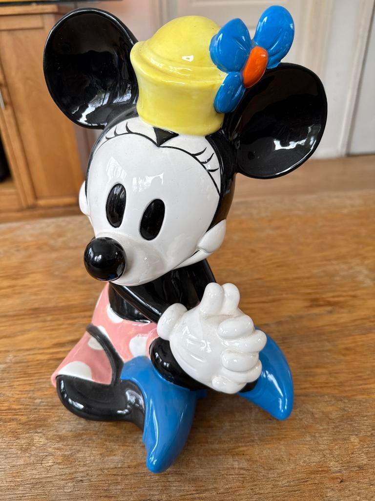 Vintage Mini Mouse speeldoos, keramiek beeld, disney, Verzamelen, Disney, Ophalen of Verzenden, Mickey Mouse, Zo goed als nieuw