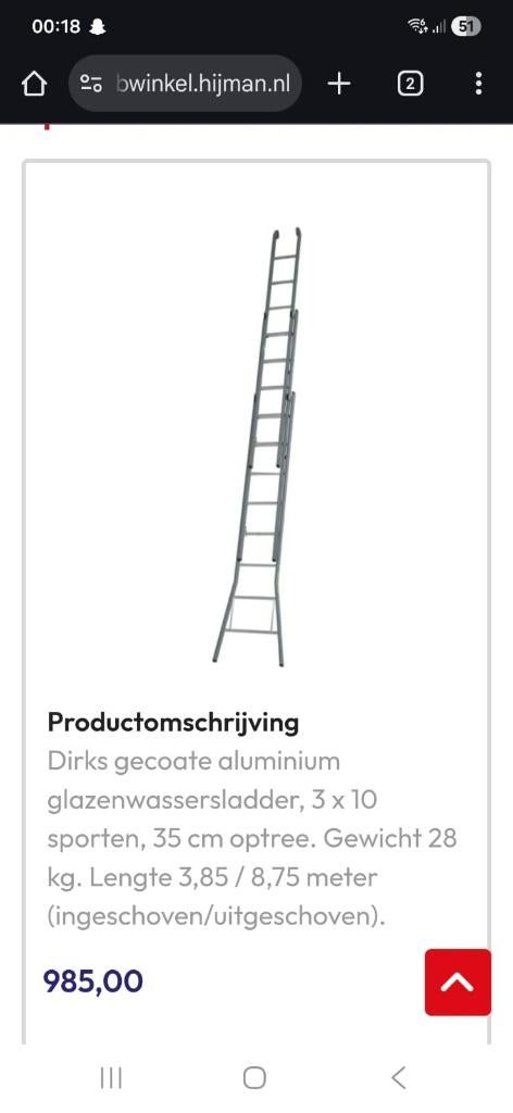 dirks ladder, Doe-het-zelf en Verbouw, Ladders en Trappen, Ophalen, Zo goed als nieuw, Ladder, Opvouwbaar of Inschuifbaar
