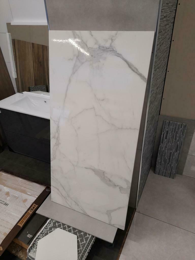 SUPERACTIE! 60X120 CM CARRARA GLANS MARMERLOOK €22,50 PM2, 60 cm of meer, Nieuw, Ophalen of Verzenden, 10 m² of meer