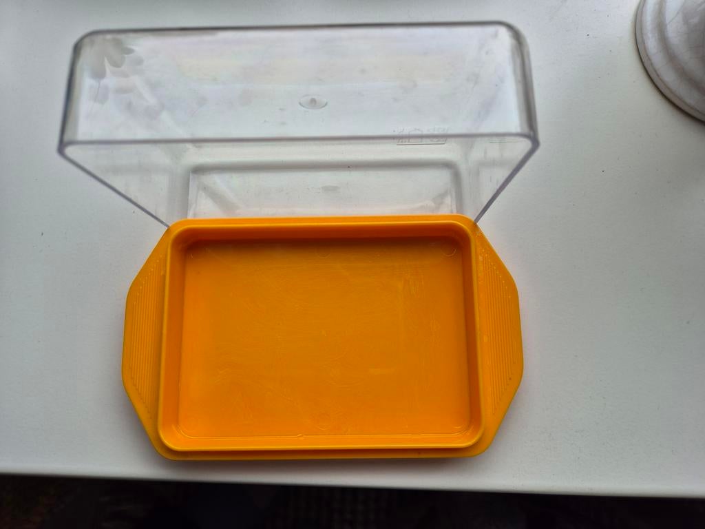 retro botervloot oranje vintage plastic bakje, Verzamelen, Ophalen of Verzenden, Huis en Inrichting