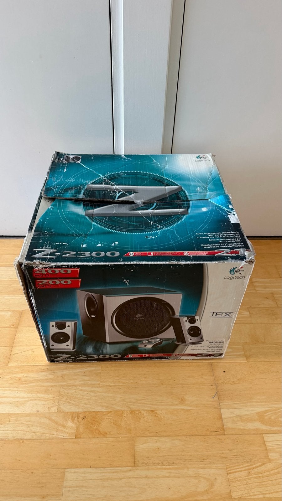 Logitech Z-2300 speakerset met originele doos, Gebruikt, Logitech, Speakerset, AUX-ingang