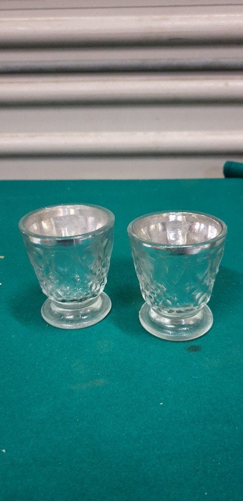 Waxinelicht houders van glas, zilverkleurig, 2 stuks, Ophalen of Verzenden, 'T Olde Gre-j, Info@toldegrej.nl, Endepoelstraat 20f Didam