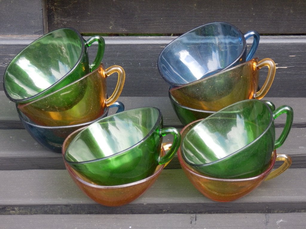 Vereco France- retro theeglazen, Glas of Glazen, Gebruikt, Ophalen of Verzenden, Glas