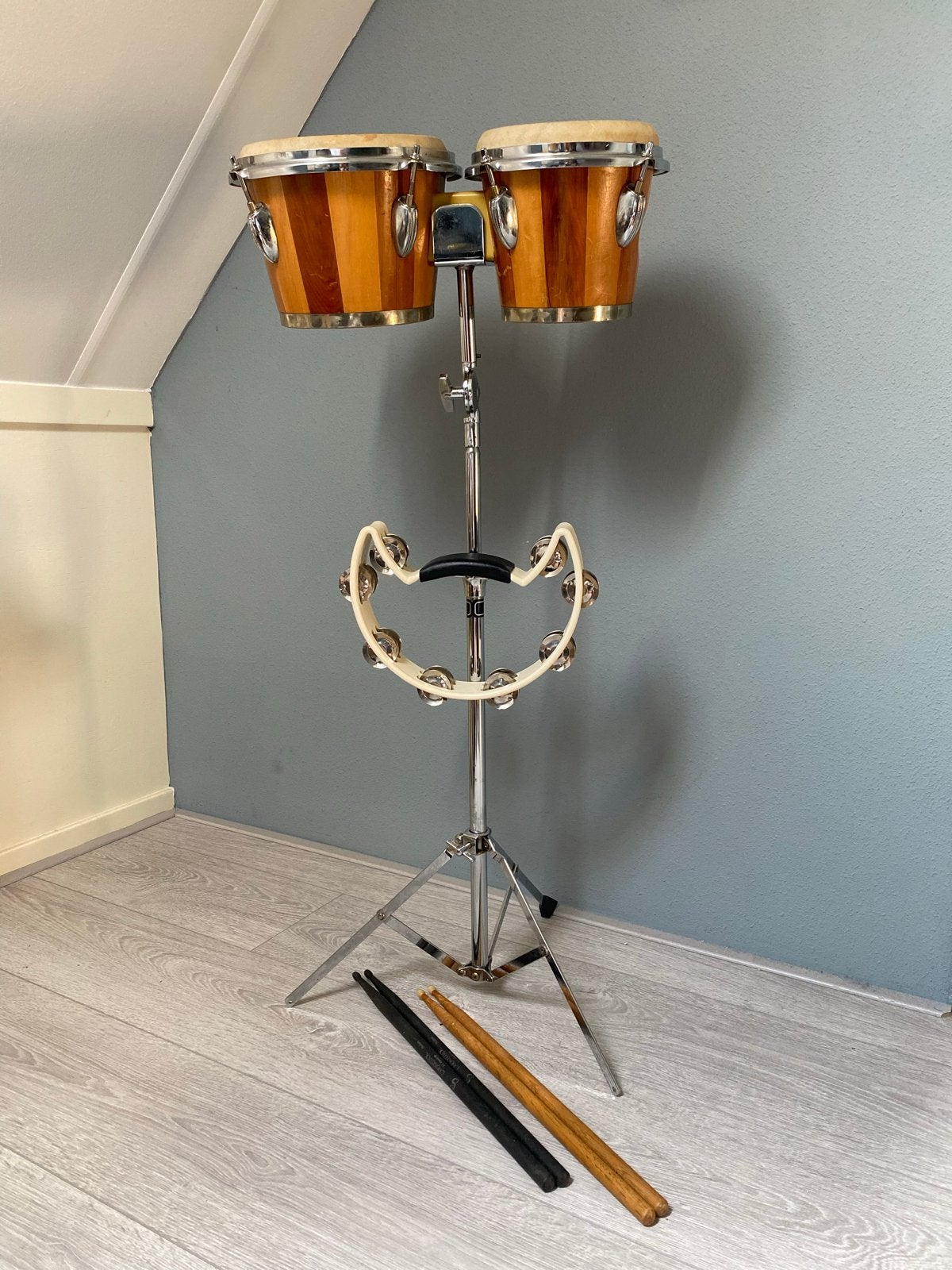 Linko Percussions Bongo's met standaard en accessoires, Ophalen, Gebruikt, Overige merken