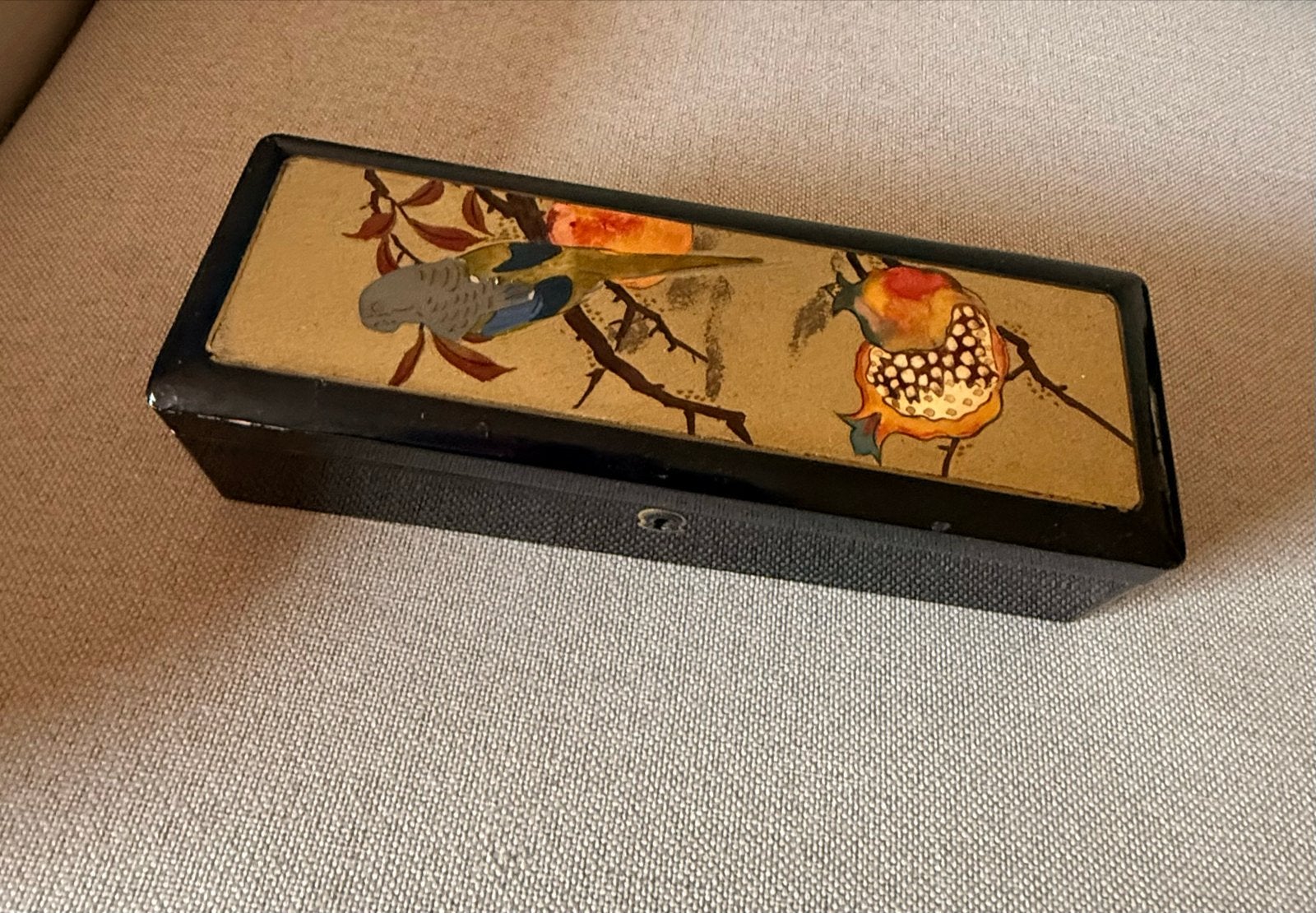 Vintage Japanse Lakdoos met Vogelmotief, Ophalen
