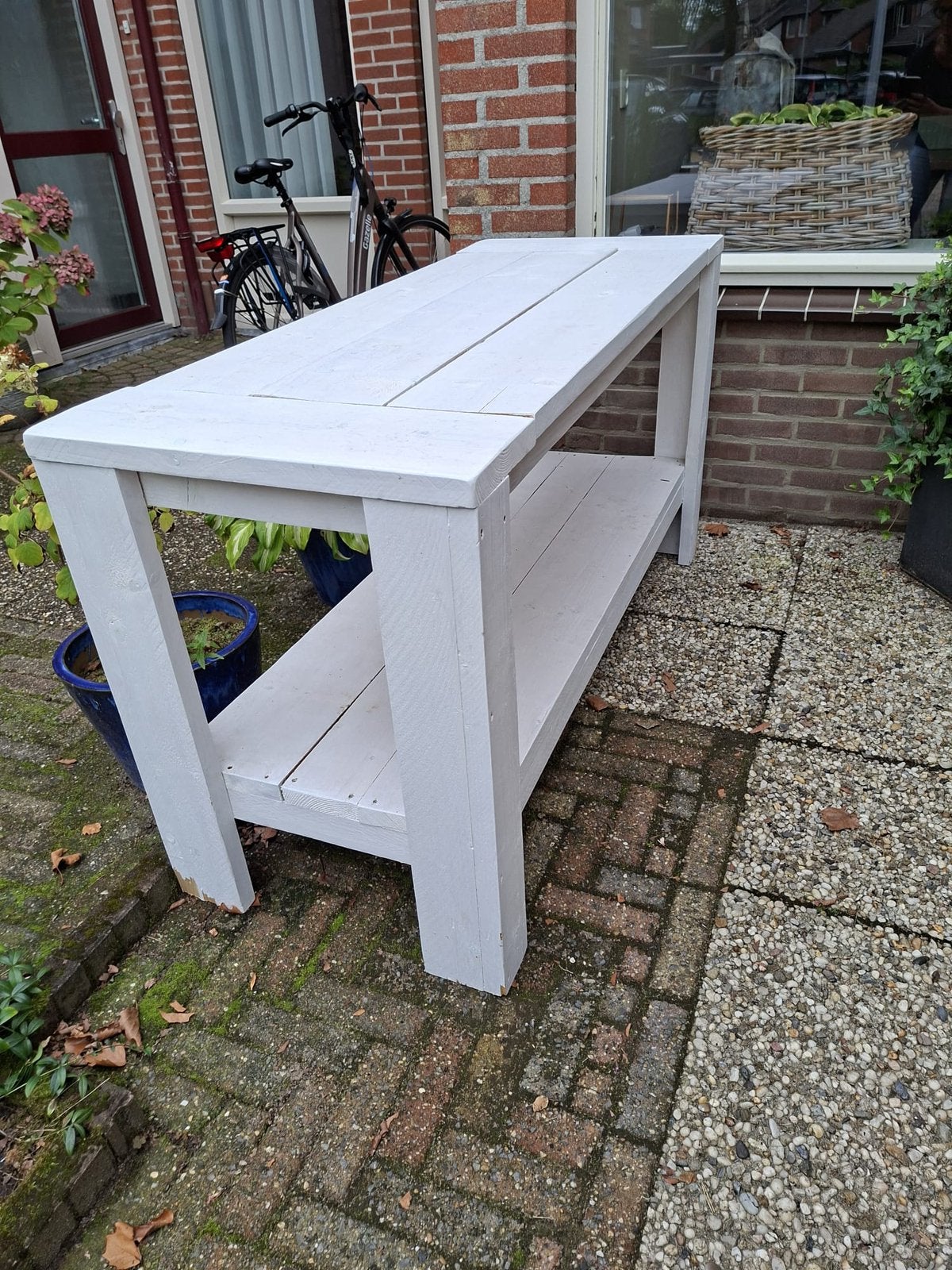 Steigerhouten tafel, Ophalen, Gebruikt, Rechthoekig, Hout