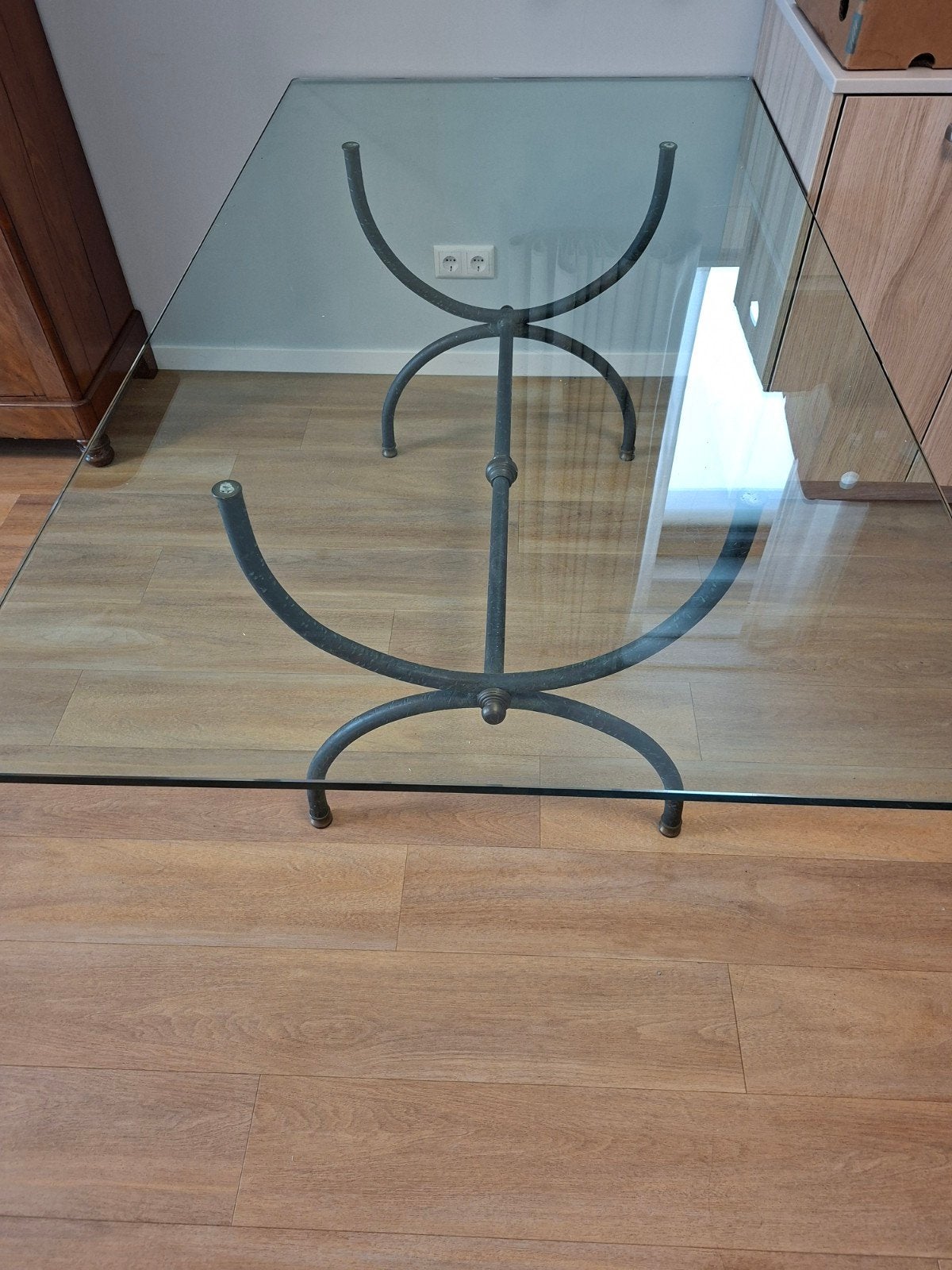 grote tafel met glazen blad, Ophalen, Rechthoekig, 150 tot 200 cm, 50 tot 100 cm