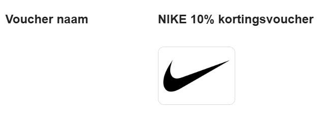 NIKE 10% Kortingsvoucher + Gratis Verzending, Eén persoon, Kortingsbon
