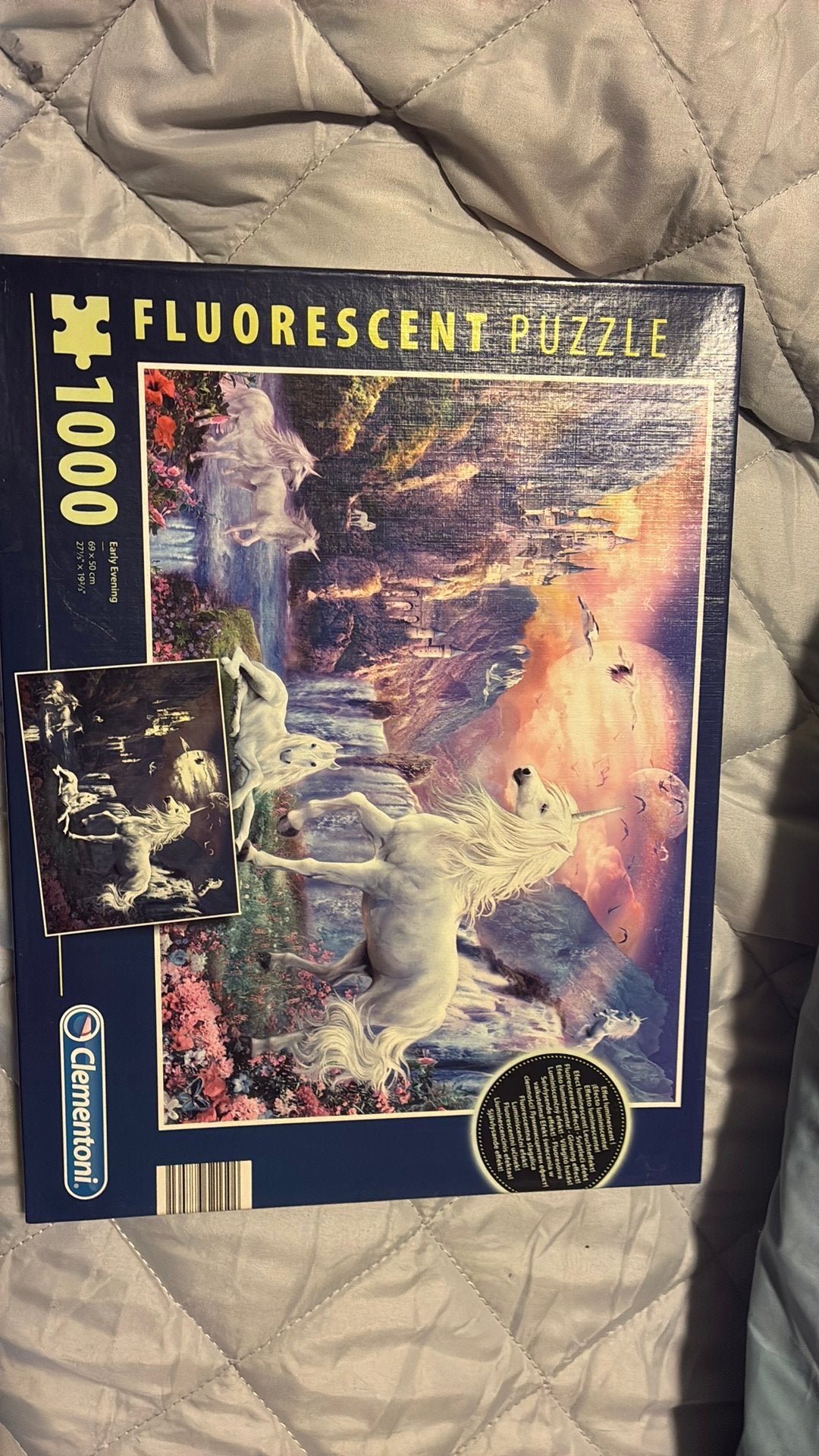 Fluorescerende Eenhoorn Puzzel 1000 stukjes Clementoni, Hobby en Vrije tijd, Denksport en Puzzels, Ophalen, 500 t/m 1500 stukjes
