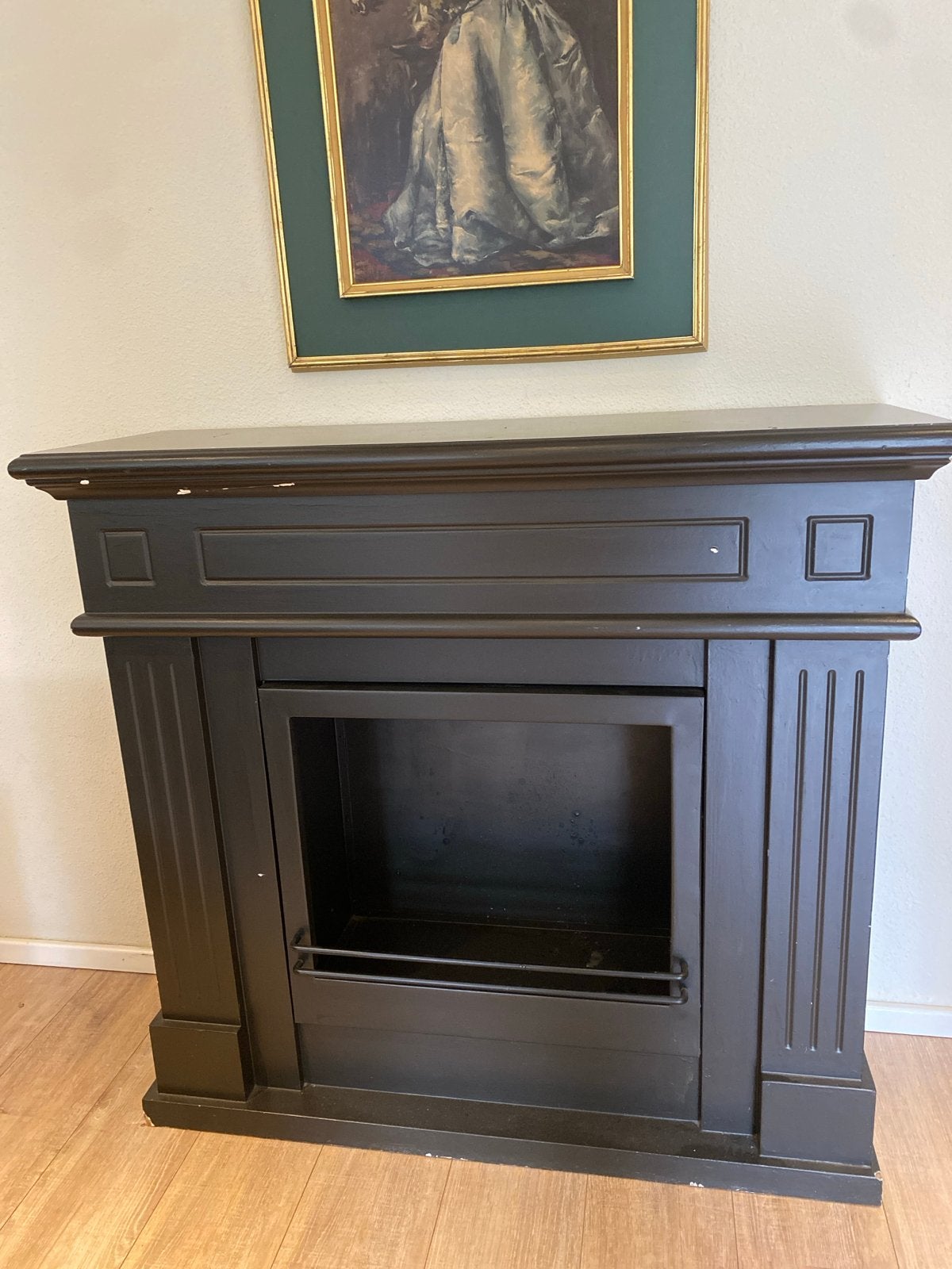 Zwarte decoratieve schouw/sfeerhaard, Ophalen, Hout, Klassiek, Gebruikt