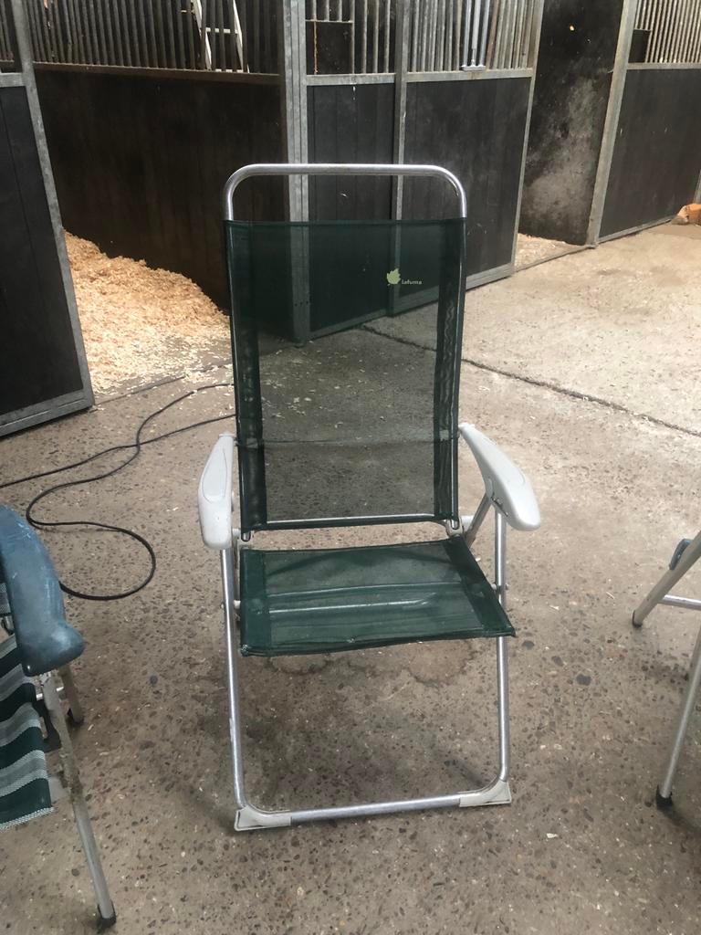 3 Campingstoelen - Lafuma en gestreept, Caravans en Kamperen, Kampeermeubelen, Ophalen of Verzenden, Gebruikt, Campingstoel