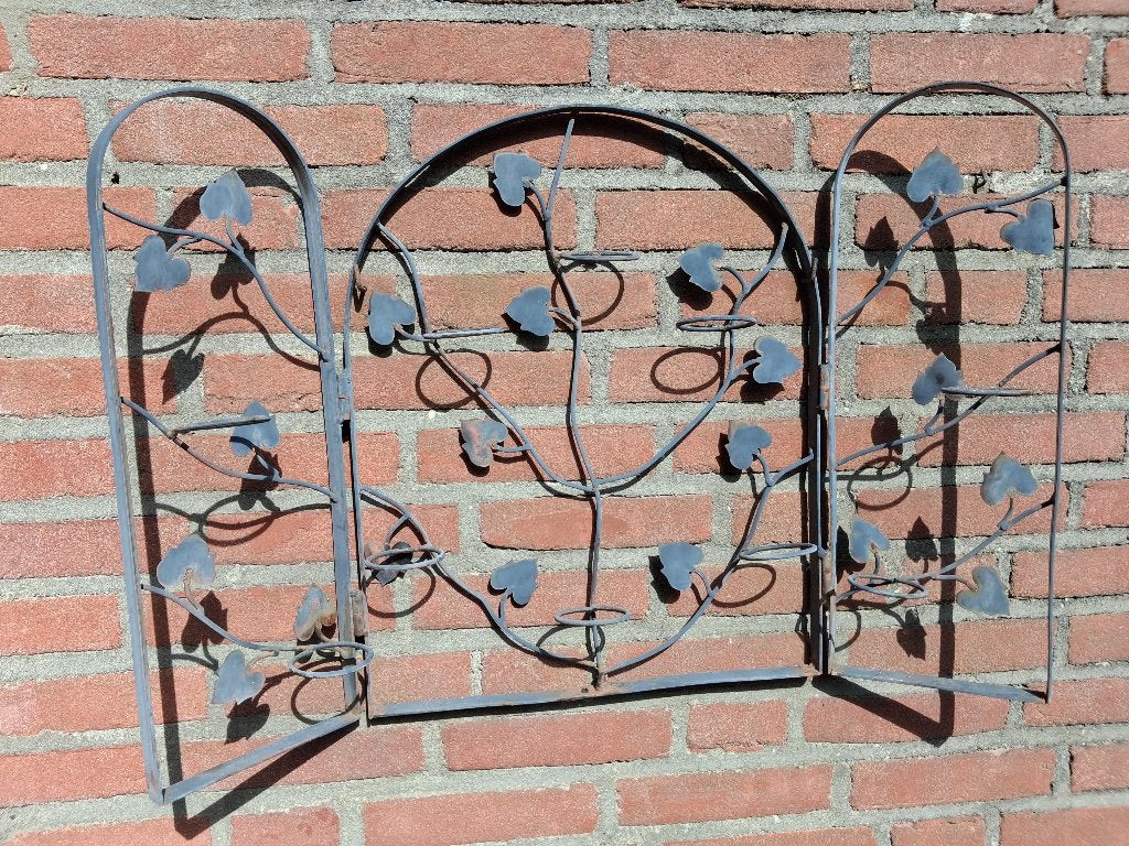 Brocante metalen drieluik, Ophalen, Gebruikt