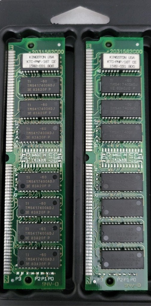 2x Kingston KTC-PNP/16T 16 MB DRAM Fast Page Mode (FPM) RAM, Ophalen of Verzenden, Overige soorten, Desktop, 70 nanoseconden (ns)