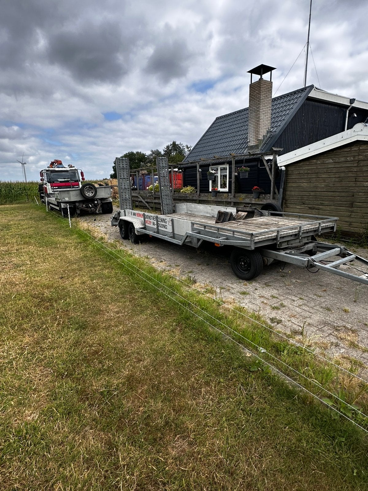 Trias schamelwagen machinetransporter, Auto diversen, Aanhangers en Bagagewagens, Ophalen, Gebruikt