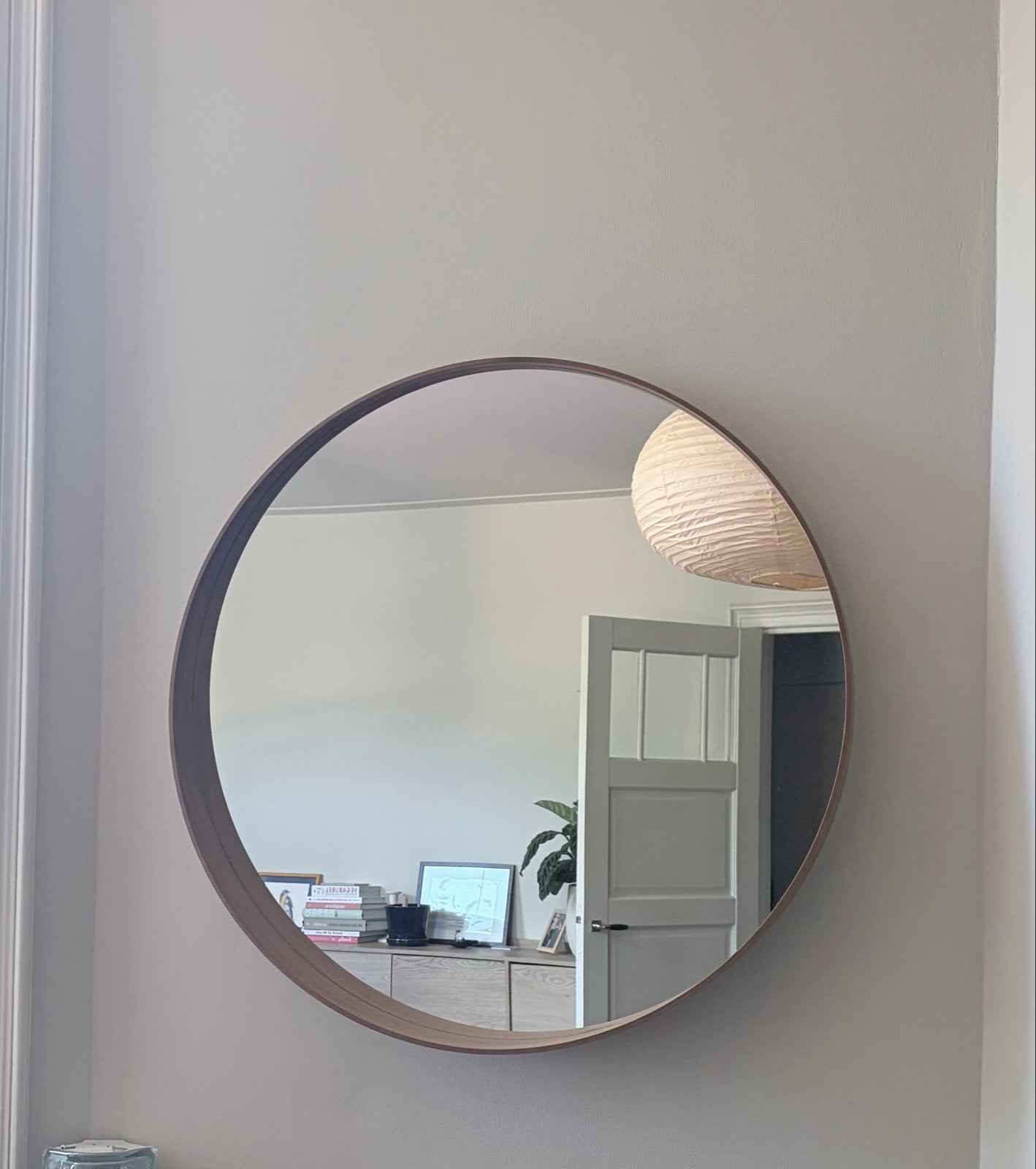 IKEA Stockholm Spiegel, walnootfineer, 80 cm, Huis en Inrichting, Woonaccessoires | Spiegels, Ophalen, Rond, Zo goed als nieuw