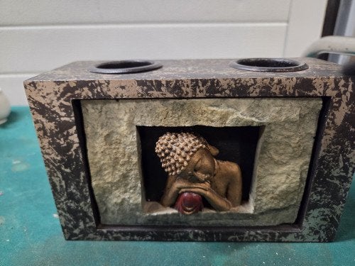 waxinehouder boeddah in rots, Ophalen of Verzenden, 'T Olde Gre-j, Info@toldegrej.nl, Endepoelstraat 20f Didam