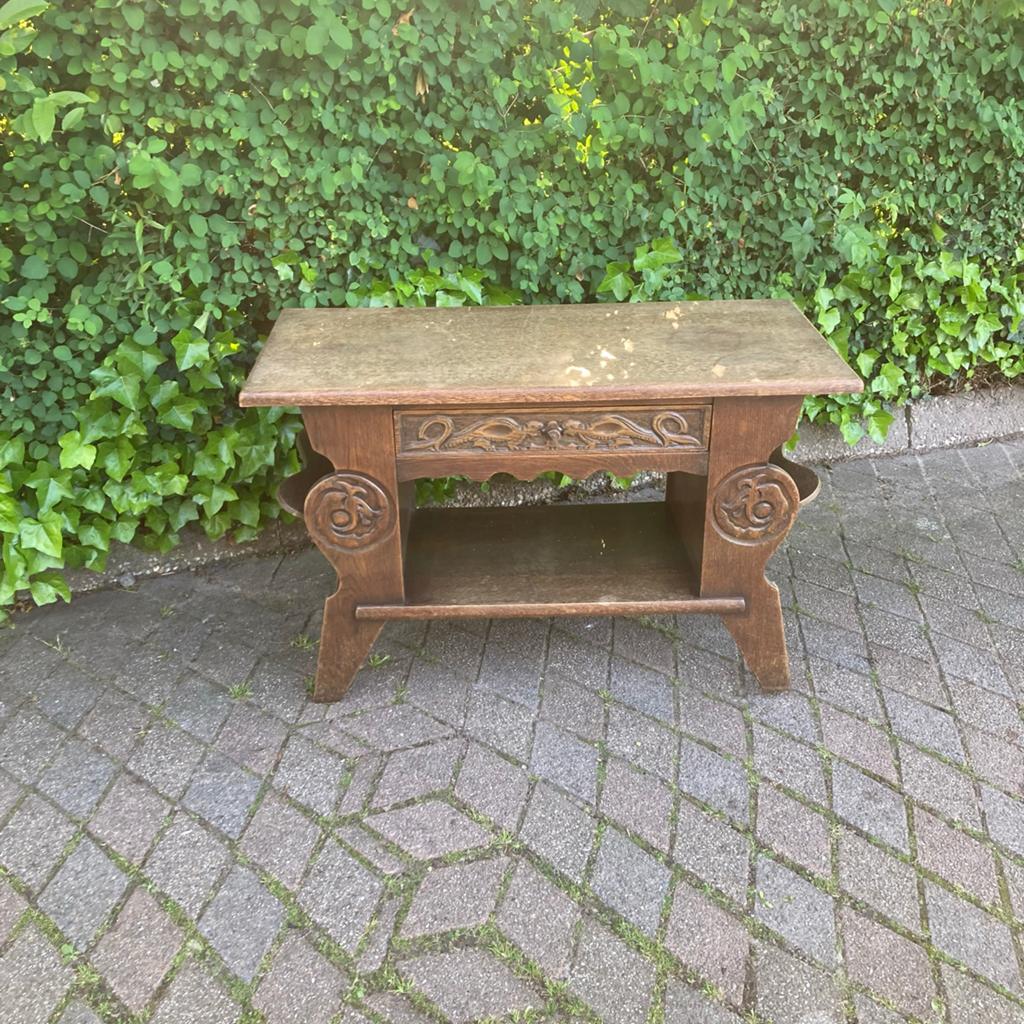 Vintage houten kastje sidetable met lade en opbergruimte, Ophalen