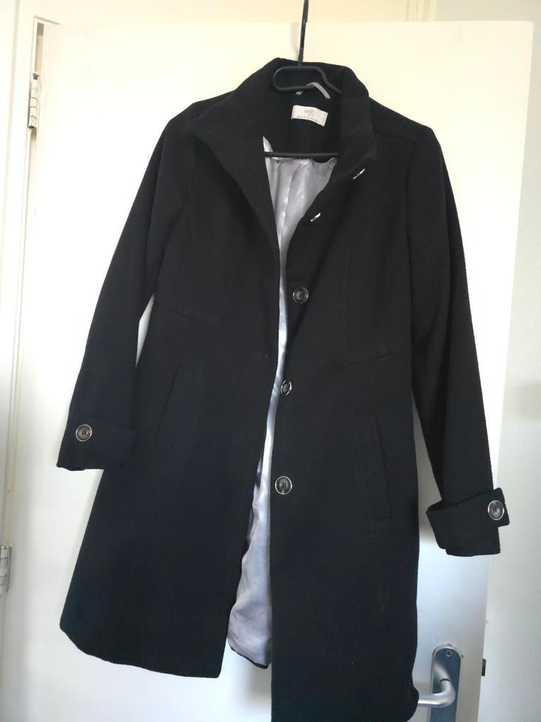 Halflange jas maat 36, Kleding | Dames, Jassen | Winter, Zo goed als nieuw, Maat 36 (S), Zwart, Ophalen of Verzenden