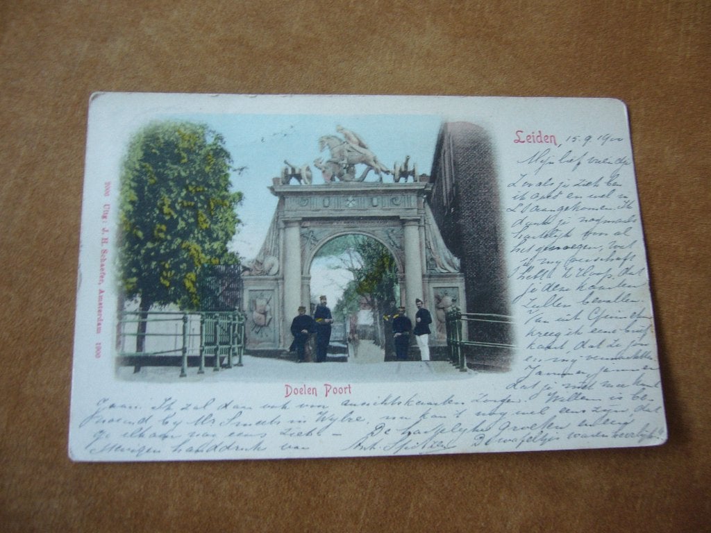 LEIDEN  =  DOELEN POORT   BRIEFKAART  1900, Ophalen of Verzenden, Voor 1920, Gelopen, Zuid-Holland