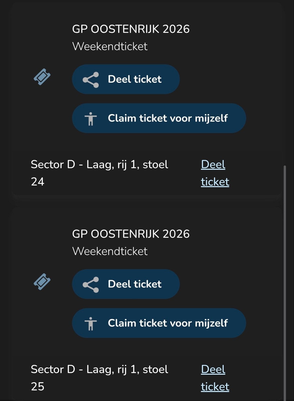 2 weekend tickets GP Oostenrijk 2026, Twee personen, Meerdaags