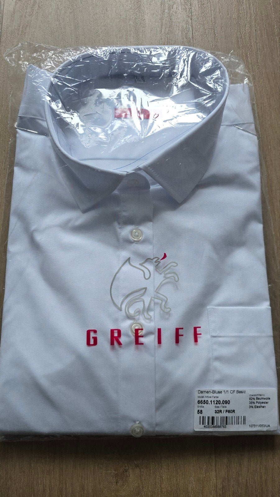 Greiff Basic Comfort Fit Blouse - Nieuw, Maat 58, Wit, Maat 46/48 (XL) of groter, Greiff, Nieuw
