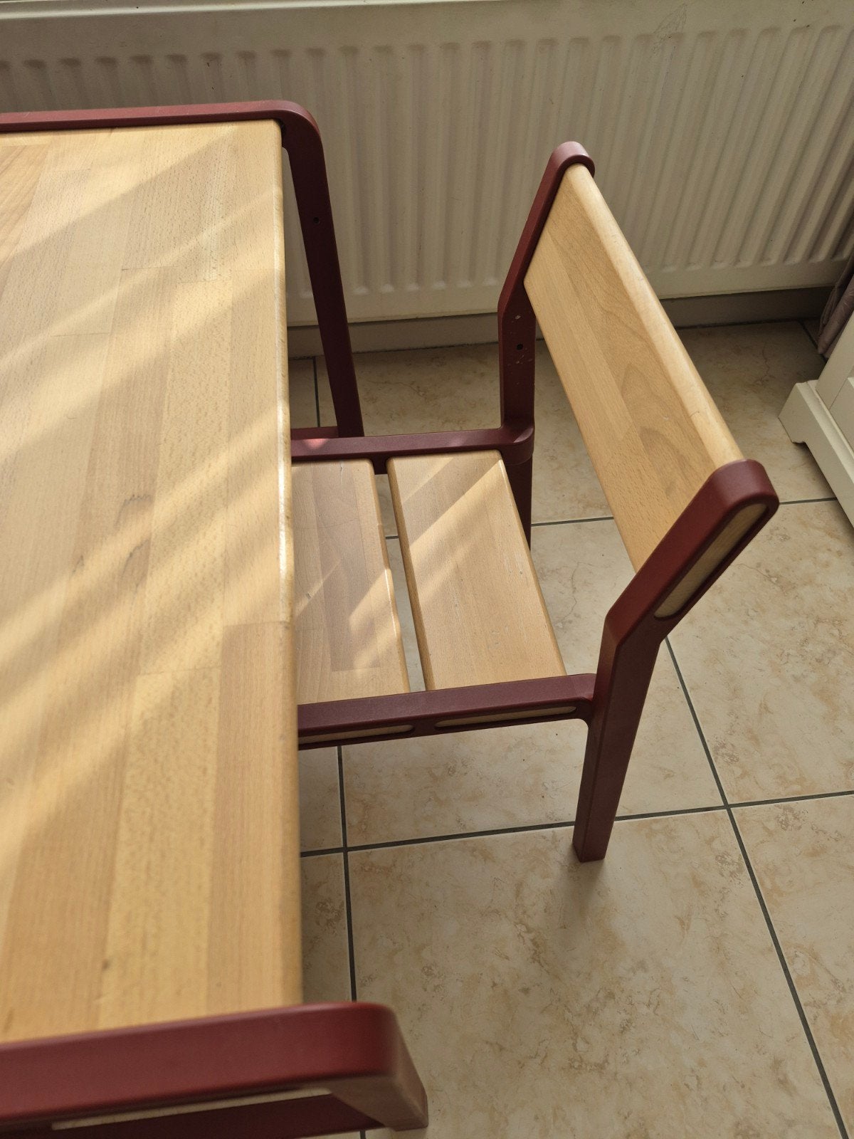 Houten kindertafel met stoel en bank Ypperlig, Ophalen, Gebruikt, Tafel(s) en Stoel(en)